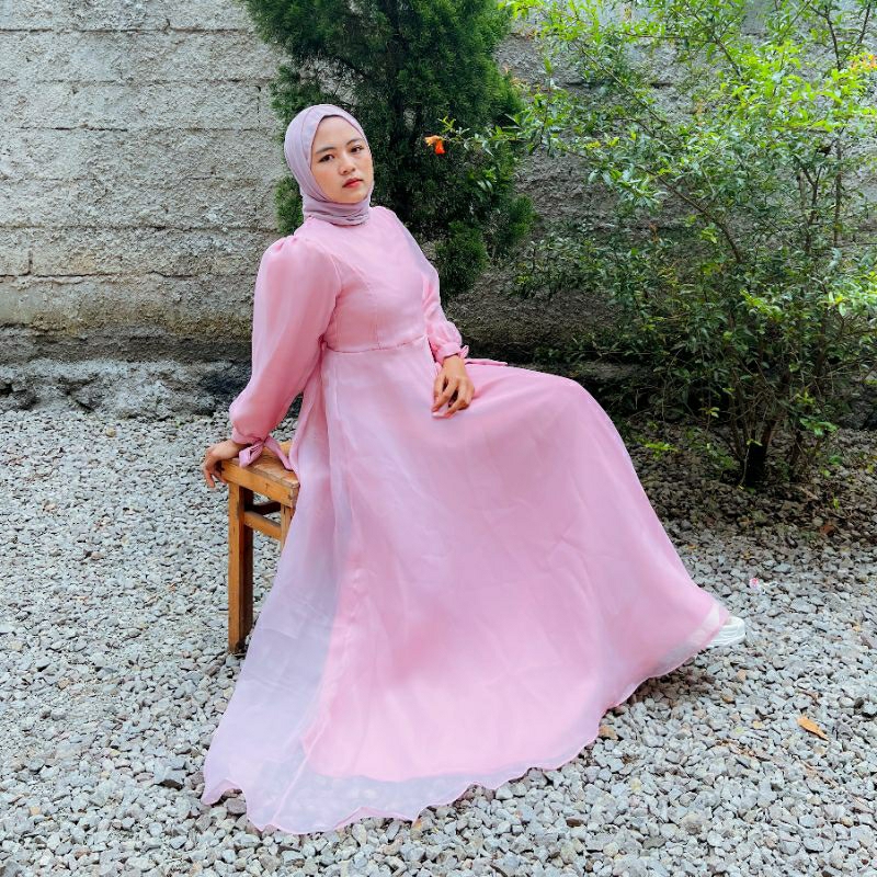 NEIRA DRESS BYGIAGIO gaun kondangan dress akad simple gaun wedding pernikahan baju muslim putih dress lamaran elegan pakaian wanita pesta elegan fashion korea dres lebaran cantik anggun mewah nyaman gaun vintage fashion dress bahan organza crinkle furing