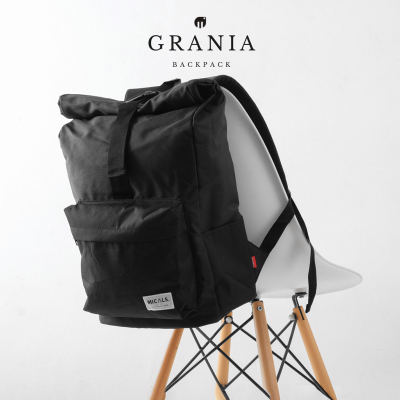 Micals - Backpack Black Grania  Tas ransel Unisex Tas laptop tas gendong pria dan wanita