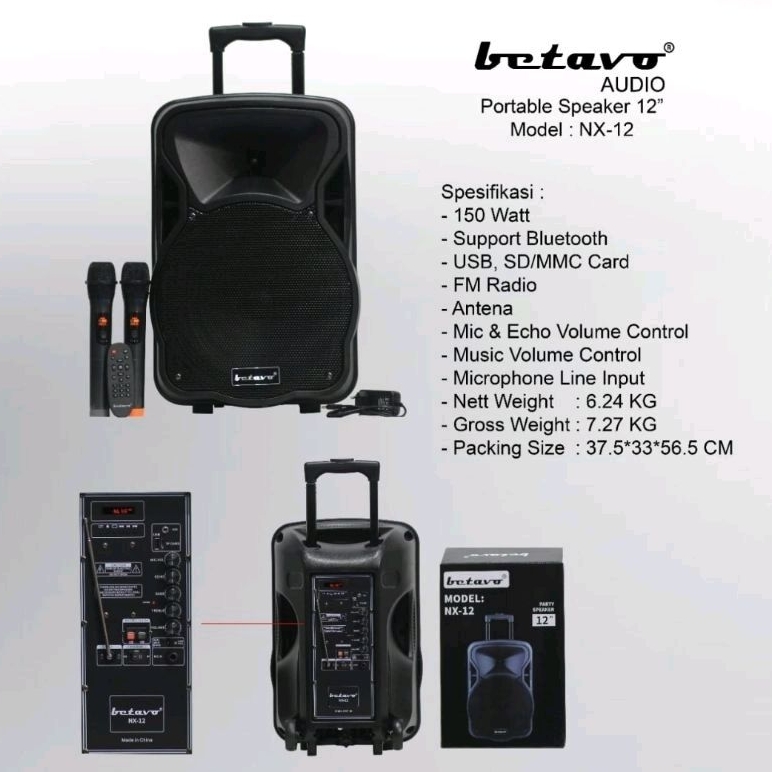 Paling Murah!!!!Speaker Portable Betavo NX12 12 Inch