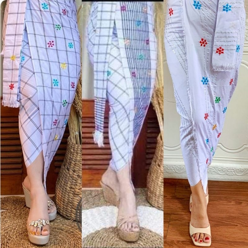 Kamen lembaran putih Endek blekat + slendang