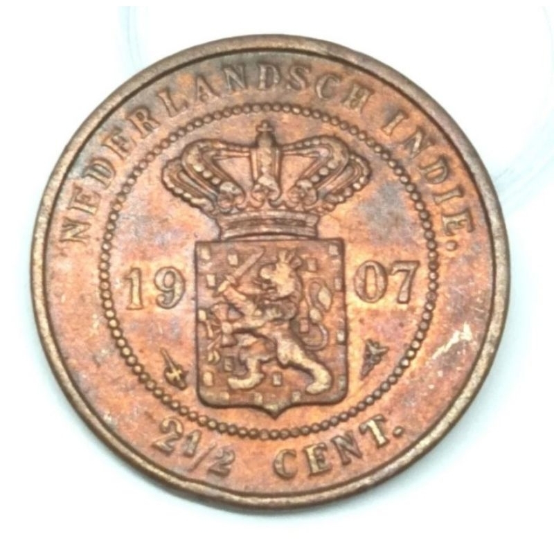 Uang Koin Kuno Nederlandsch Indie 2.5 Cent 1907