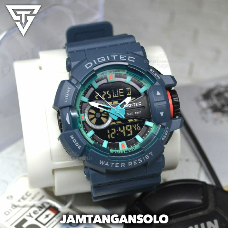 DIGITEC GBA400 100% ORIGINAL JAM TANGAN PRIA DUALTIME WATER RESIST BERENANG SPORT RUNNING DIVING