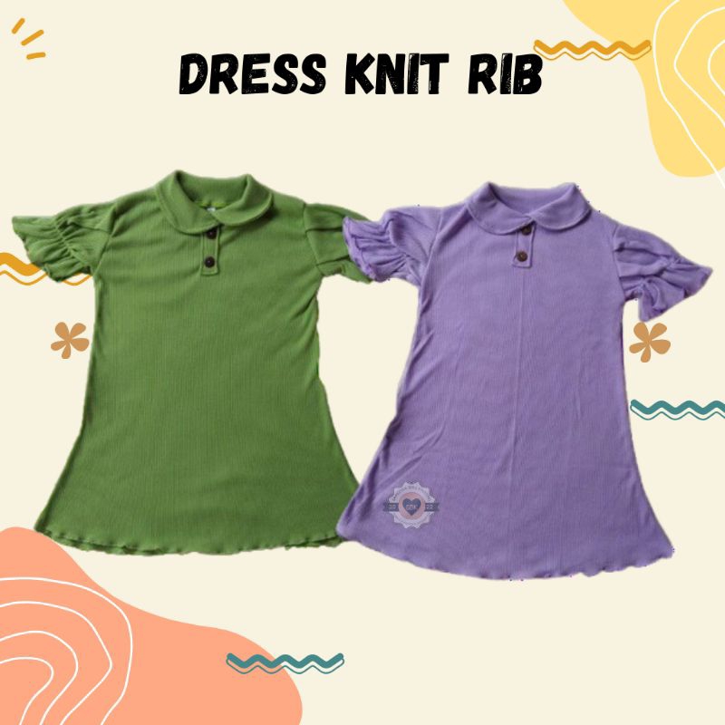 Dress Anak Perempuan Karina Ruffle Knit Tee Usia 1-6 Tahun Dress Blouse Anak Cewek Bahan Rib Knit Halus