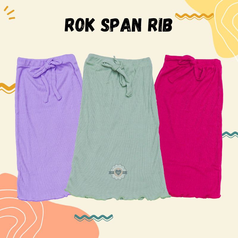 Rok Span Anak Perempuan Knit Rib Usia 1-6 Tahun | Bawahan Rok Span Anak Bahan Rib Knit Halus