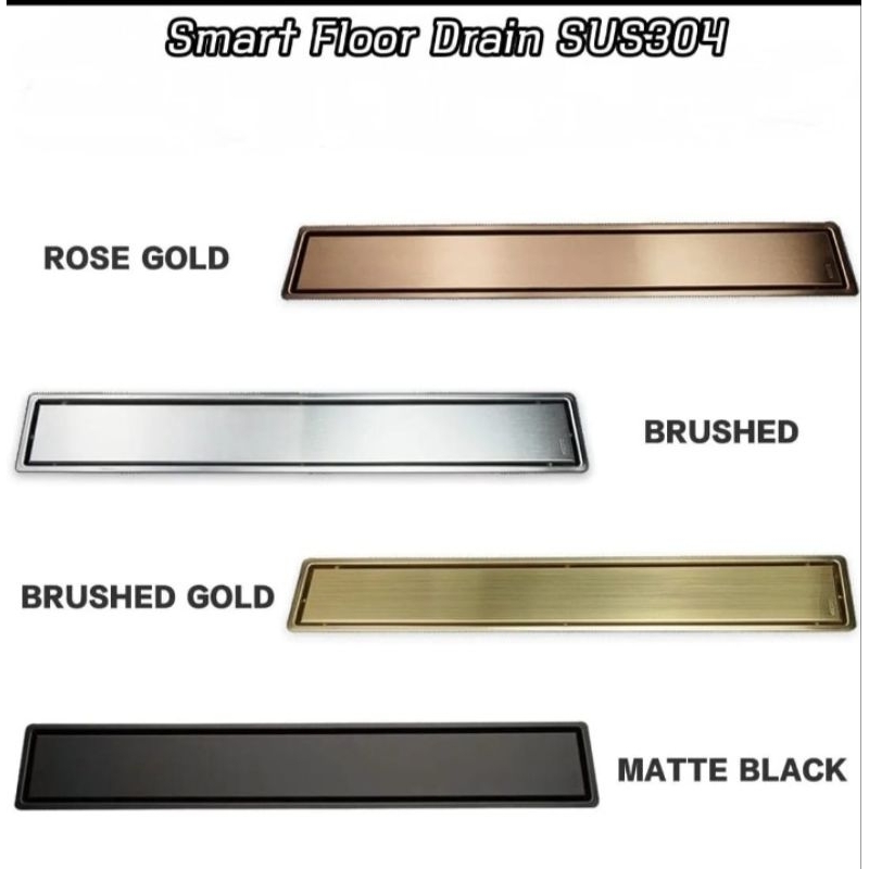 Smart Floor Drain 20 Cm 30 Cm dan 60 Cmstainless SUS 304 saringan Got Tile insert GOLD BLACK ROSE GOLD