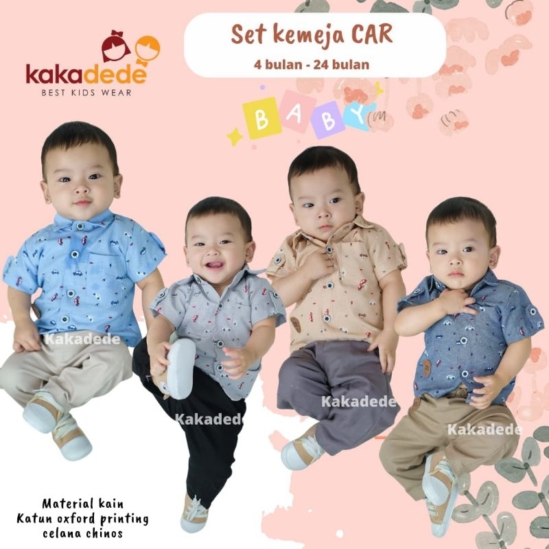 Ready ‼️ Set Kemeja Anak Motif Car by Kakadede bisa COD