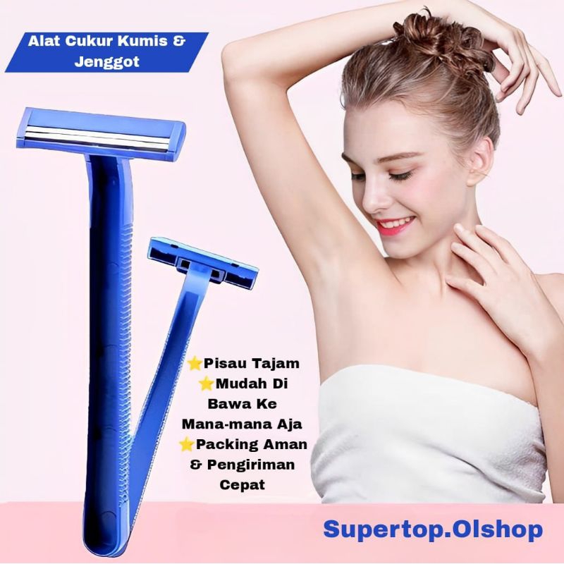 Alat Cukur Kumis Dan Jenggot 2 Mata Pisau Manual Razor Double Blade  Cukuran Bulu ketiak⭐ Supertop⭐