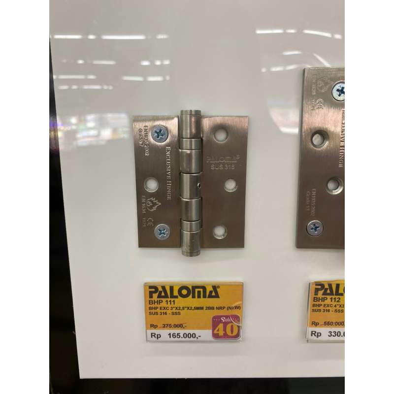 Paloma BHP 111 Butt Hinge Engsel Jendela EXC 3&quot;X2,5&quot;X2,5MM 2BB NRP (NEW) SSS Exclusive Stainless Steel SUS 316