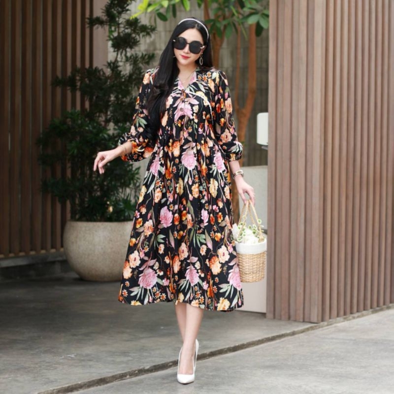 ISYANA DRESS LENGAN BALON RAYON | BUSUI