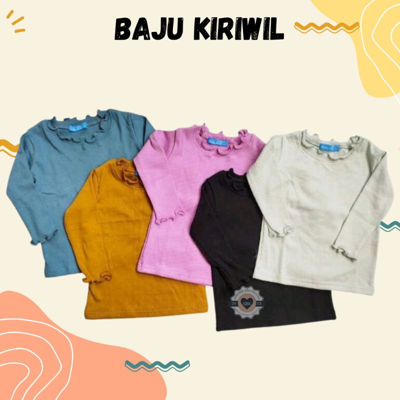 Baju Anak Perempuan KIRIWIL  Panjang  Curly Ruffle Knit Tee Rib 1-5 Tahun