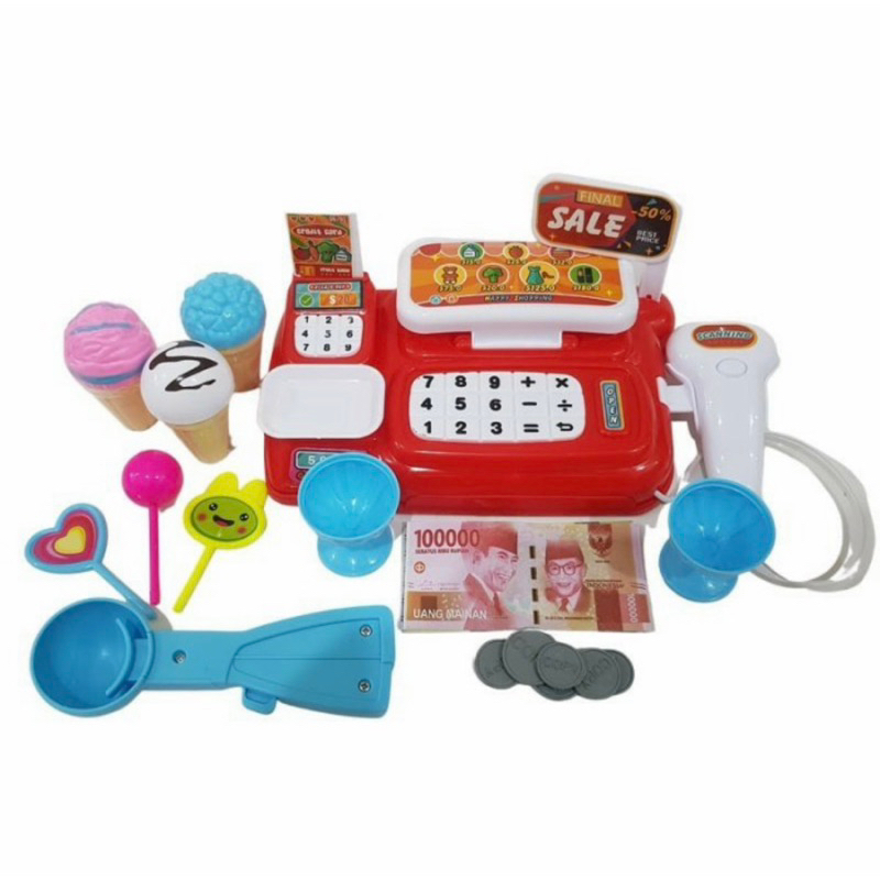 MAINAN KASIR KASIRAN ICE CREAM SCANNER MINI NYALA BATERAI LK20 / MESIN KASIR