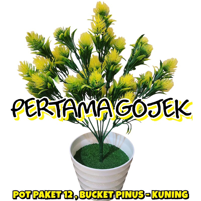 Paket Pot Bunga Pinus Plastik/ Bunga Hiasan Dinding/ Bunga Pajangan Plastik/ Bunga Dekorasi Rumah/ T