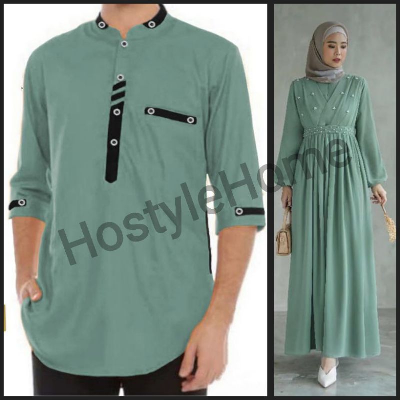 (LIMITED) HAFIANA Couple - Baju Koko Kurta Gamis Dress Lebaran Ukuran M L XL XXL 3XL Jumbo Bahan Cer