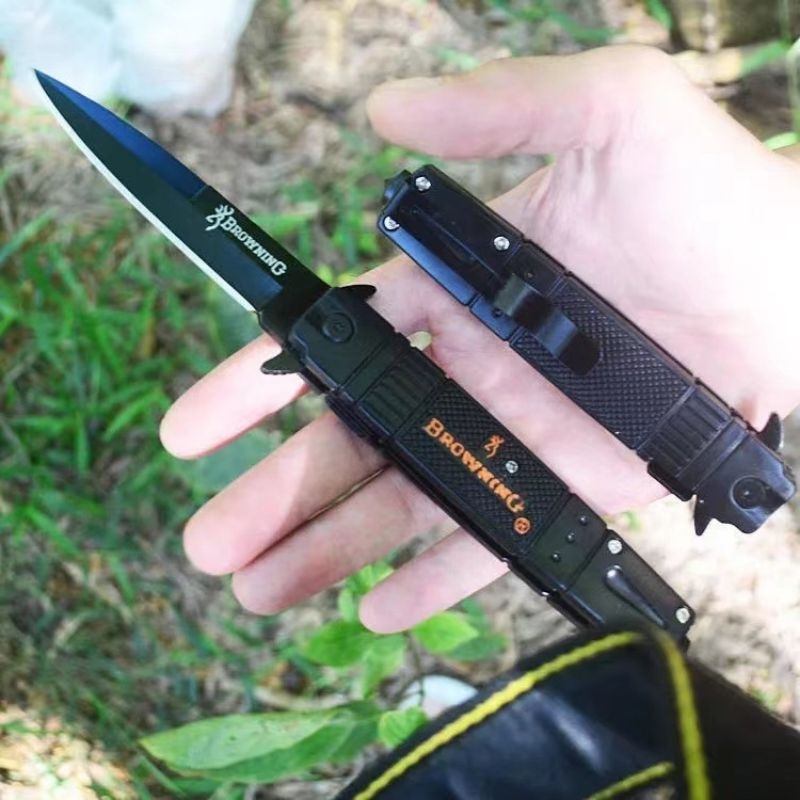 PISAU LIPAT SURVIVAL KIT BLADE PISAU GUNUNG pisau lipat outdoor Pisau Lipat Berburu Survival Tactical Knife 22cm - BROWNING