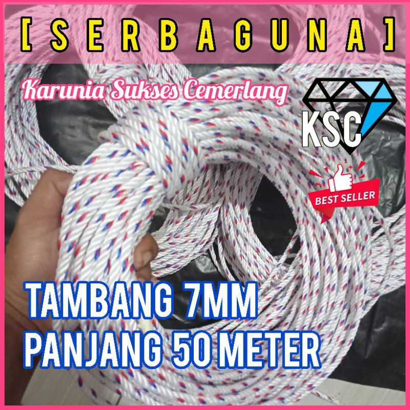 TALI TAMBANG 7MM (50 METER) TALI 7MM / TALI TERPAL / TALI TEBANG / TAMBANG KAPAL / TAMBANG KILOAN / 