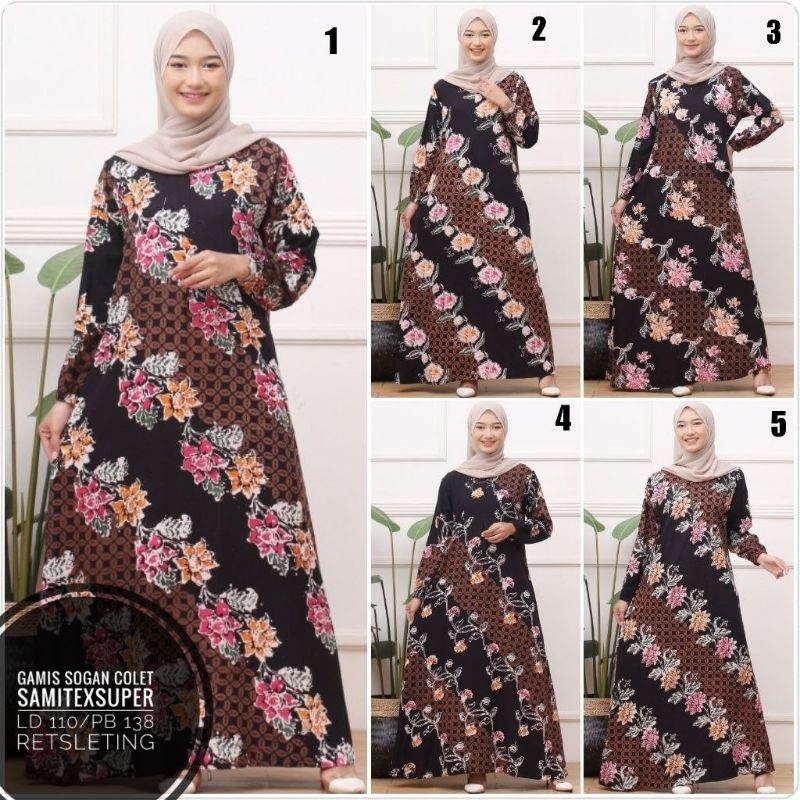 Gamis batik sogan colet