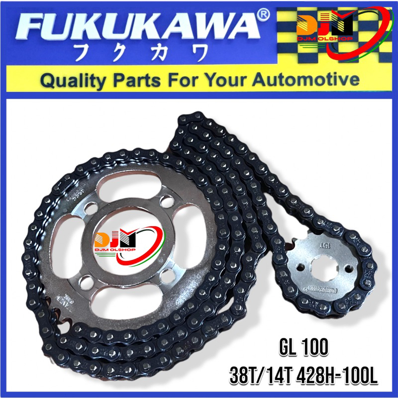 Gear Set Fukukawa Gir Paket Honda GL100 Rantai 428H-100L-15T-38T