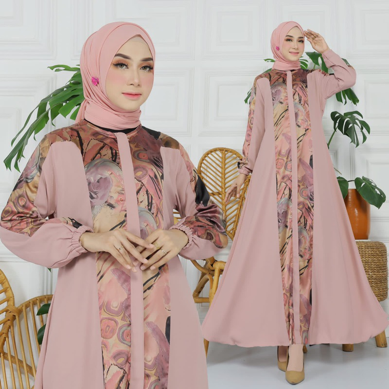 Camila Dress |Gamis Kombinasi Armani silk Mix Royal Twiss |Gamis Pesta Terbaru|Gamis Lebaran 2023