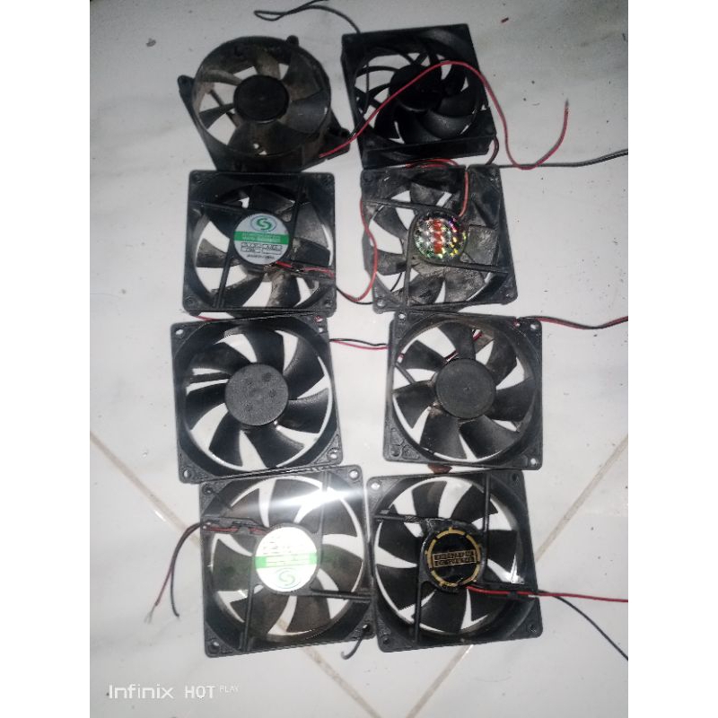 kipas DC12v 8x8cm bekas normal