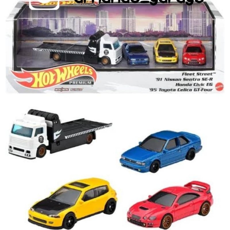 Hot Wheels JDM DIORAMA HONDA CIVIC EG 91 NISSAN SENTRA SE-R 95 TOYOTA CELICA GT FOUR FLEET STREE TRUCK TRANSPORT