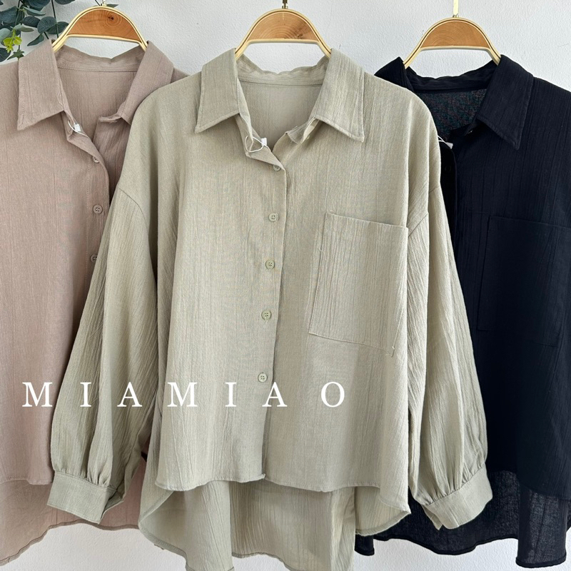 Kemeja Wanita Linen Crinkle Oversize / Kemeja Wanita Korean Style