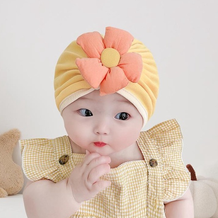 NEW Turban topi bayi motif satu bunga besar tiga warna kualitas premium