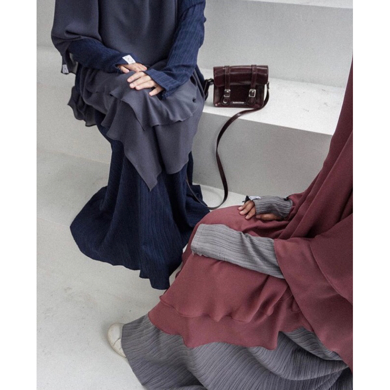 PRELOVED ABAYA DRESS CLASSY SERIES STEEL GREY BYSOFNI SIZE S BAHAN LADY CRUSH NEGO