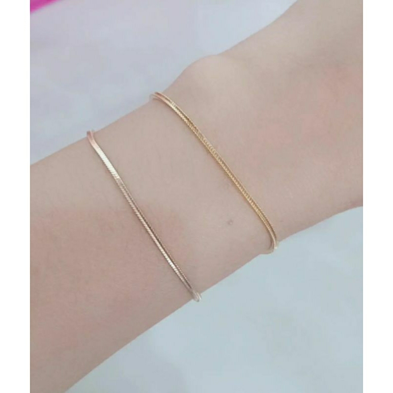 gelang tangan rantai kasandra flexi+1bel/perak asli silver 925 lapis emas/perhiasan fashion wanita terbaru