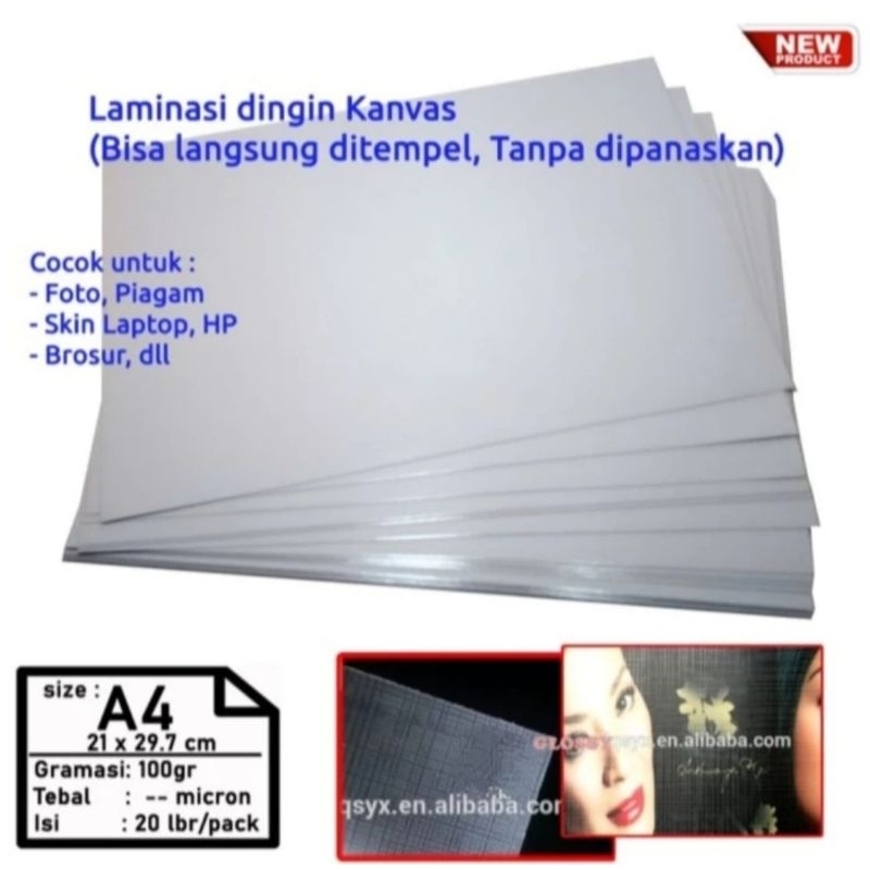Plastik Laminasi Kanvas A4 20Lembar
