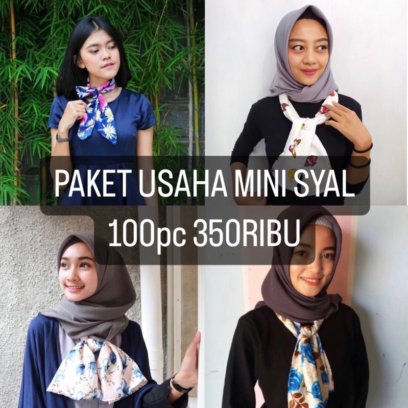 PAKET USAHA MINI SYAL SCARF BANDANA RANDOM MOTIF
