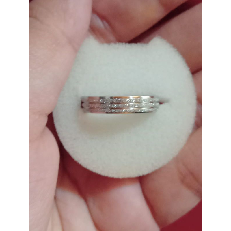 cincin couple garis pasir putih titanium