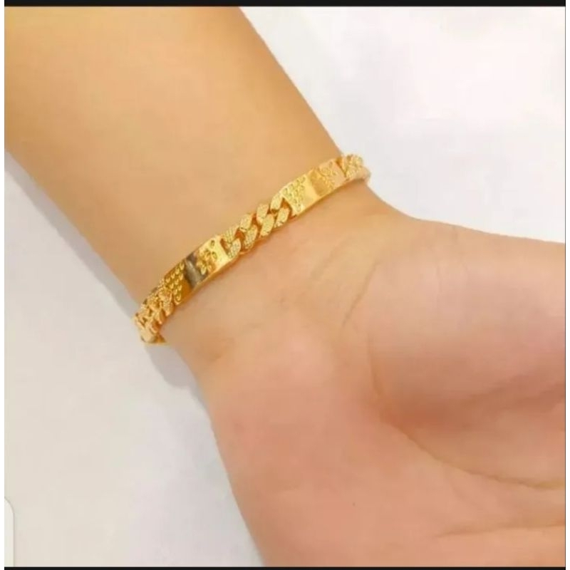 Gelang Tangan rantai Plat Gold  lapis mas 24k Cantik Paling diminati