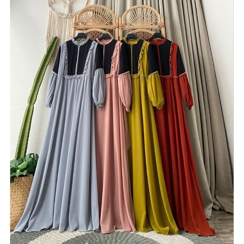 DRESS PAYET MUTIARA MEWAH LENGAN BALON GAMIS KONDANGAN GAMIS PESTA BAJU LEBARAN