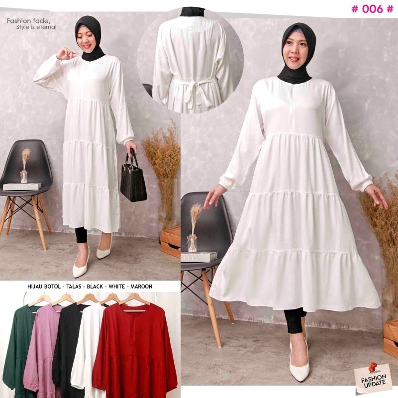 Gamis Midi Dress Susun Rempel Busui