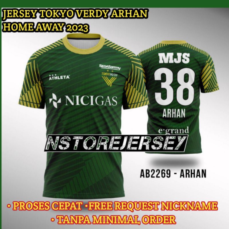 KAOS BAJU JERSEY ARHAN TOKYO VERDY HOME AWAY 2023 FREE REQUEST NICKNAME