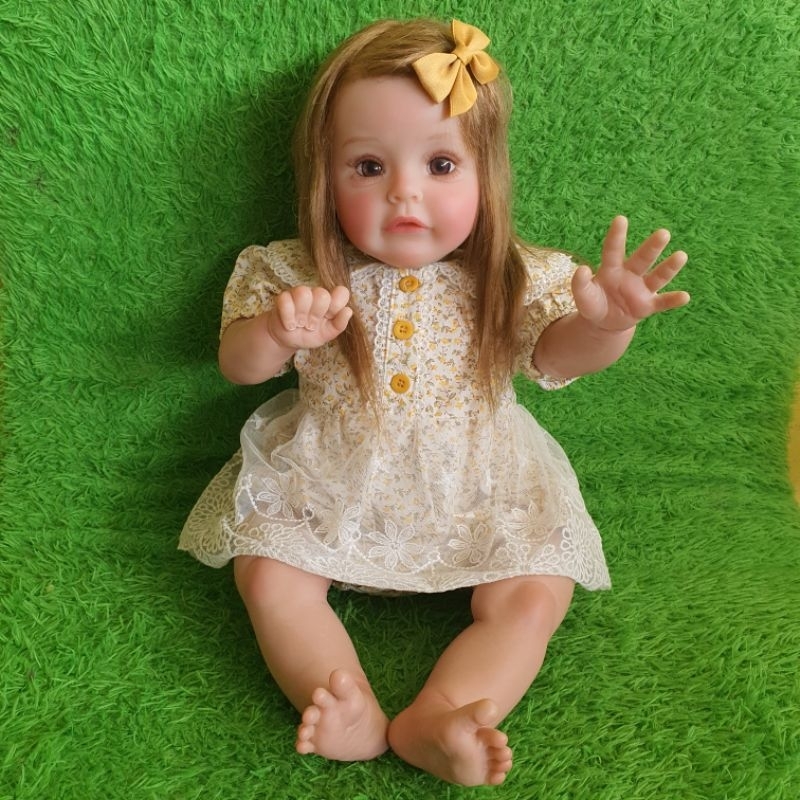 SIAP KIRIM CLEARANCE SALE Boneka bayi Reborn Doll silikon with cloth body 60cm