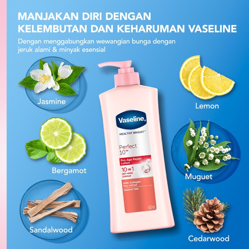 Vaseline Healthy Bright Perfect 10 Pro Age Repair Body Lotion 400ml - Original BPOM COD Mencerahkan 400 ml