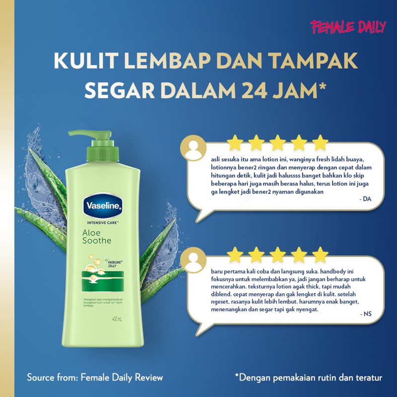 Vaseline Hand Body Lotion Intensive Care Aloe Vera Soothe 400 ml Original BPOM COD Melembabkan 400ml