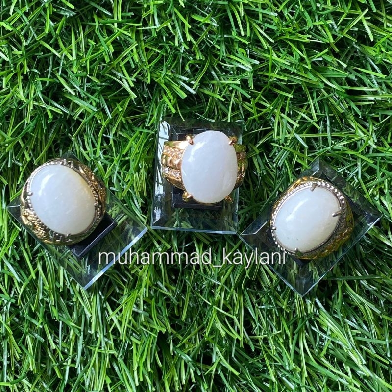 cincin batu akik yaman abyad (S)