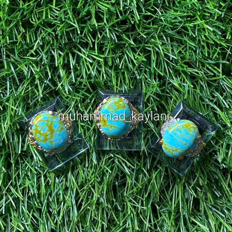 cincin batu akik pirus hijau cina (S)