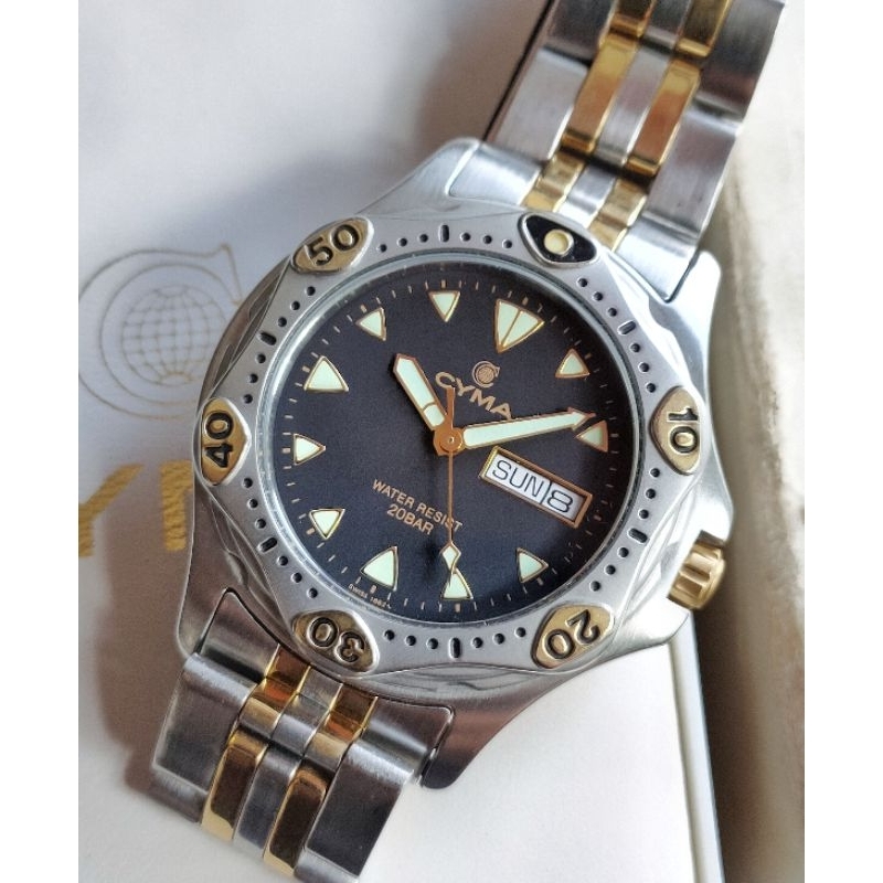 Vintage Cyma Diver Starfish LeLocle Switzerland Swiss Quartz not seiko diver