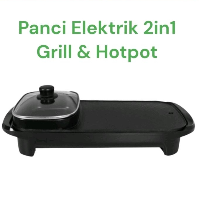Panggangan bbq dan panci suki hotpot elektrik 2 in 1