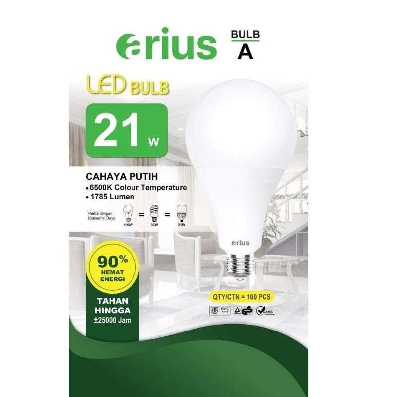 Arius Lampu Led Bohlam Hemat Energi Putih Terang 21Watt