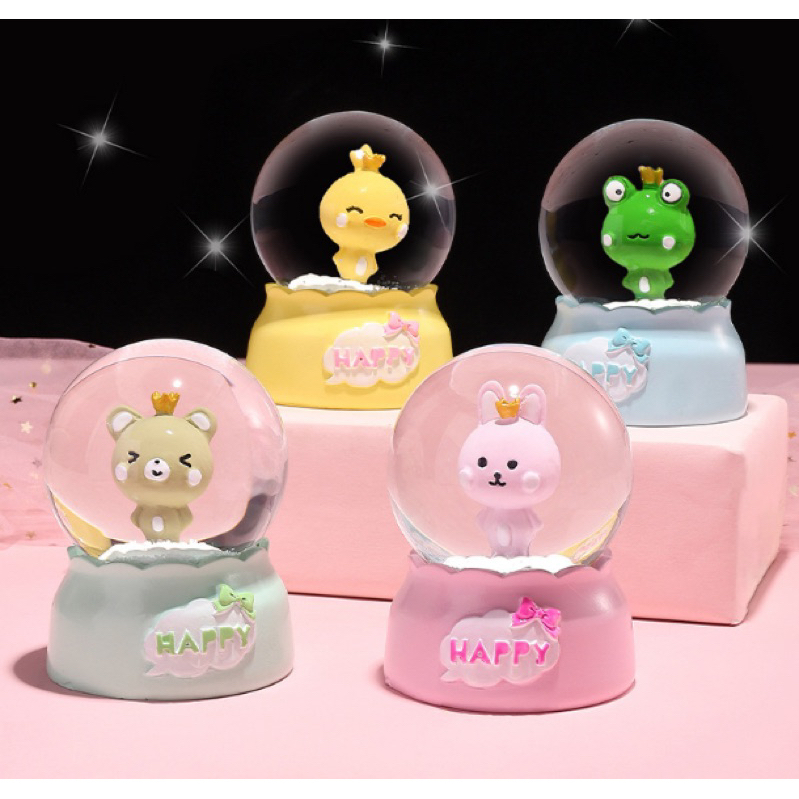 bola kristal salju lampu snowball unicorn bear papapig dolphin  kado