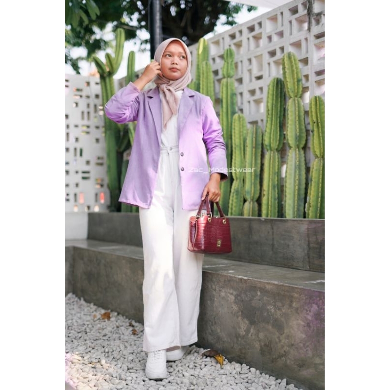 Namiera Blazer Lilac Soft Corduroy / Blazer Katun /  Blazer Wanita Korea Lengan Panjang / Outer / Bl