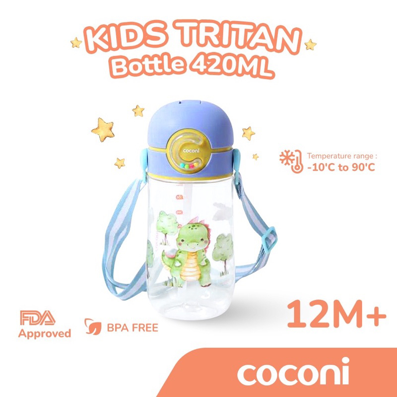 Coconi Kids Tritan Bottle 420ml 12m+ Botol Minum Anak Tritan Dino Bunny