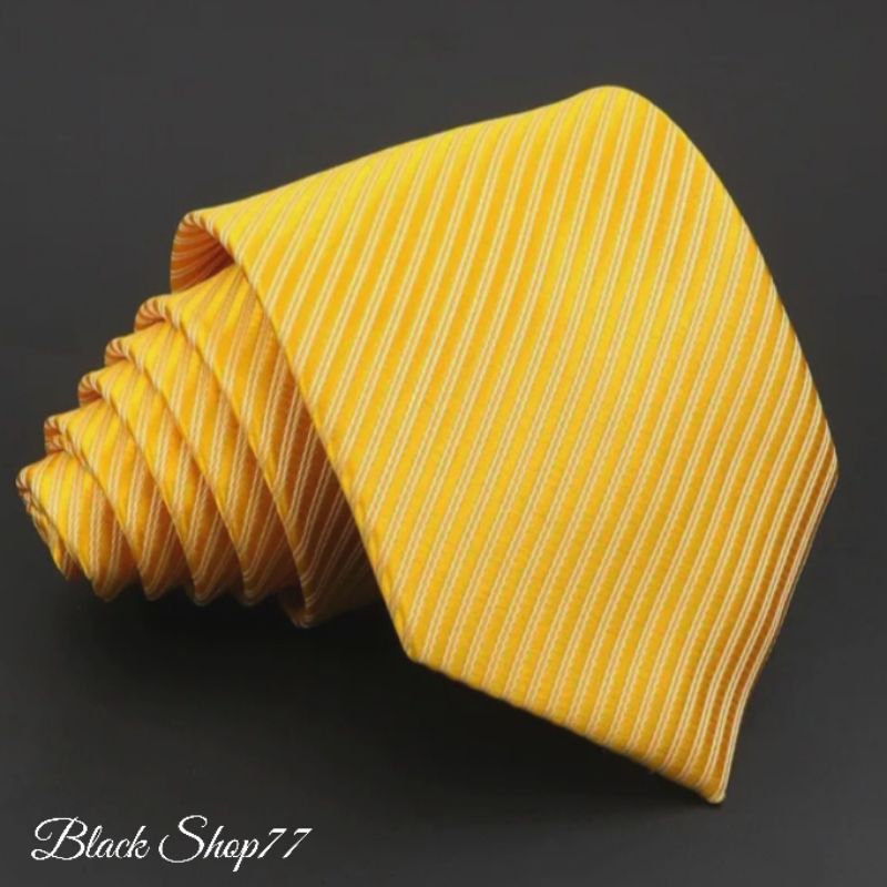 Dasi Pria Dasi Panjang Dasi Motif Salur Kuning 3 Inchi 8 Cm