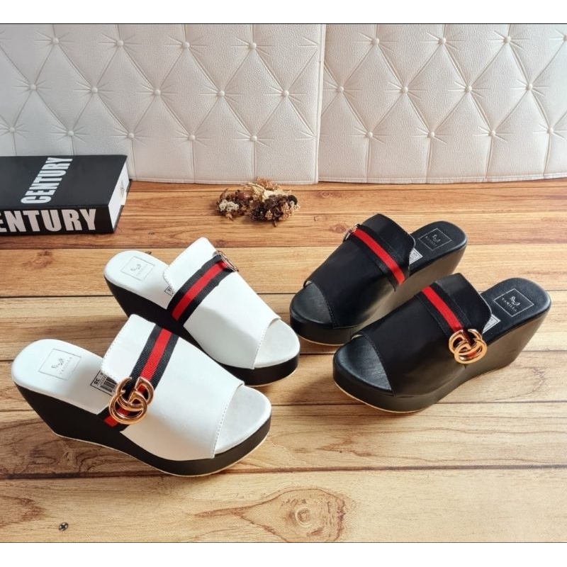 ABBUSHOES PH 22 sendal wedges wanita webing blory 7cm