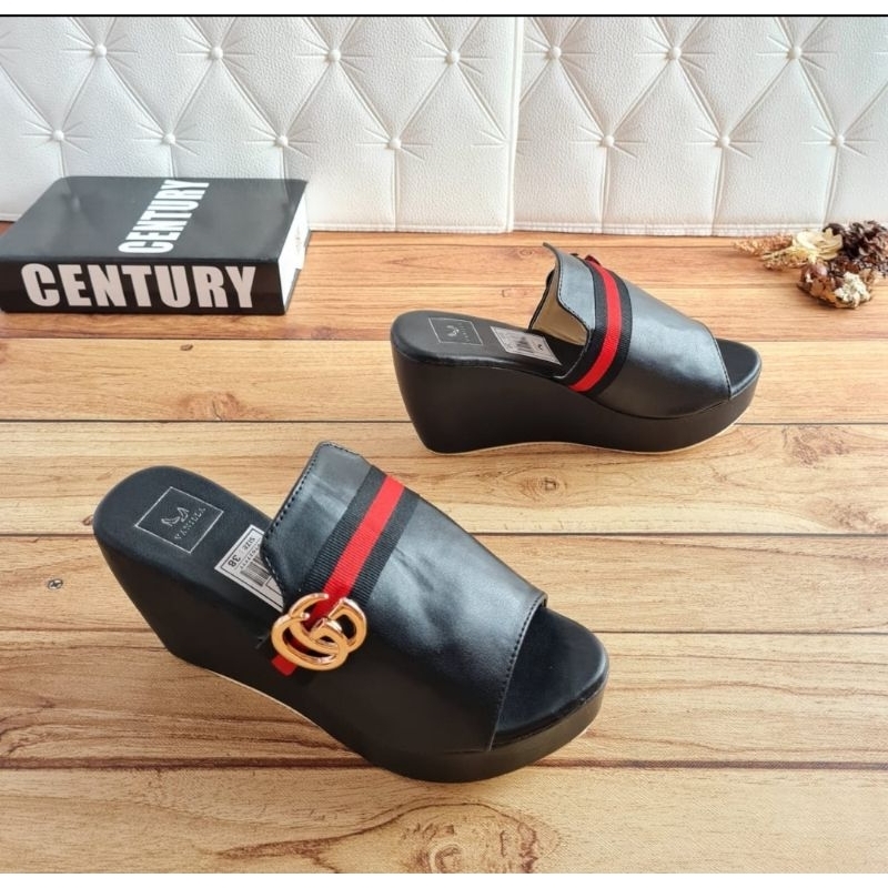 ABBUSHOES PH 22 sendal wedges wanita webing blory 7cm