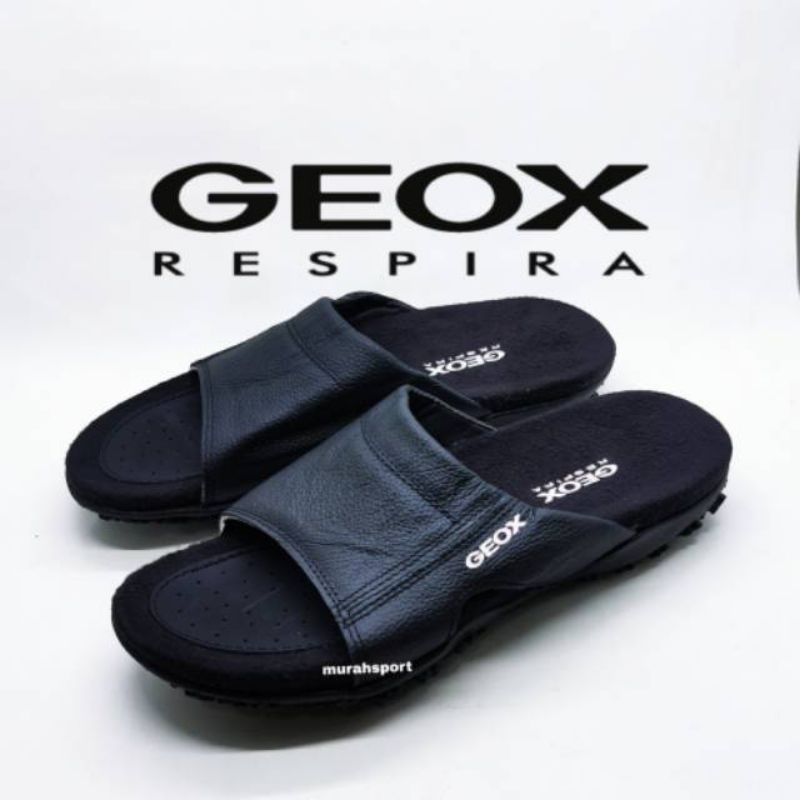 sandal slop geox hitam respira kulit asli